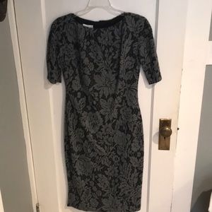 Black & grey flower dress with 3/4 sleeves